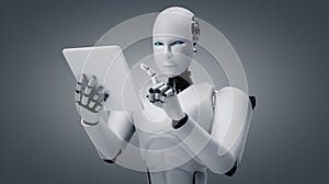 Robot humanoid using tablet computer in future office