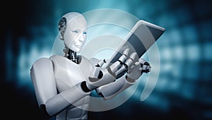 Robot humanoid using tablet computer in future office