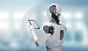 Robot humanoid using tablet computer in future office