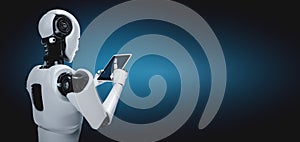 Robot humanoid using tablet computer in future office