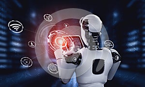 Robot humanoid using tablet computer for global network connection