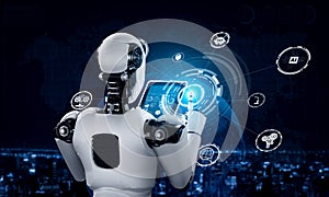 Robot humanoid using tablet computer for global network connection