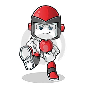 Robot humanoid walking mascot vector cartoon illustration