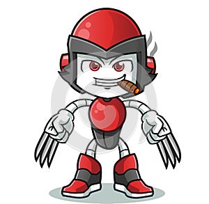Robot humanoid wolf man with claws mascot cartoon illustration