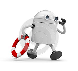 The robot hurries to help