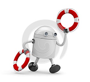 The robot hurries to help