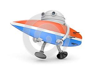 The robot hurries to surf