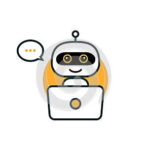 Robot icon. Chat Bot sign for support service concept. Chatbot character flat style photo