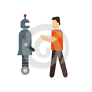 Robot icon vector isolated on white background, Robot sign , standing human or people cartoon character illustration