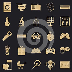 Robot icons set, simple style