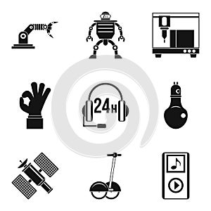 Robot icons set, simple style