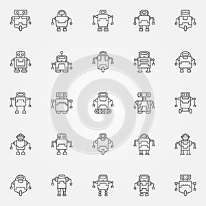 Robot icons set. Vector robots concept symbols or elements