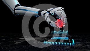 A robot infects the hardware with a virus.