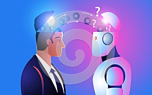 Robot inputting information from a human head into its own