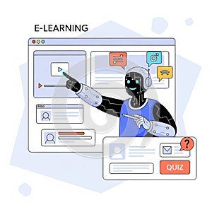 Robot interacting with elearning platform interface
