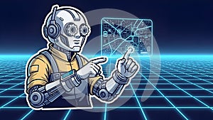 Robot Interface Futuristic AI Technology, Touchscreen Control