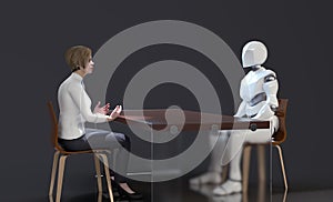 Robot interviewing a human
