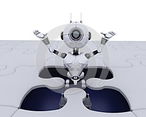 Robot with jigsaw puzzle