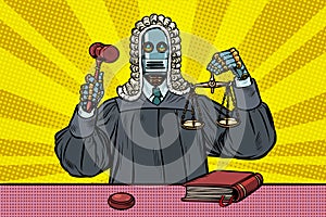 Robot judge in robes and wig