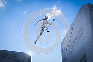 Robot jump across photo