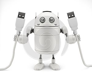 Robot keep in hand a usb cable