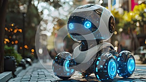 Robot on Keyboard in Modern Technology Setting