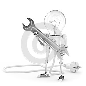 Robot lamp, electrician with spanner