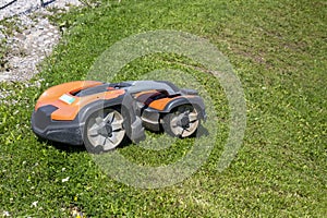 Robot lawn mower cuts grass