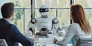 Robot Leading a Meeting with Business Professionals AIG41