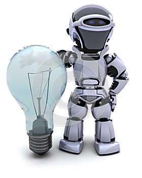 Robot with a light bulb