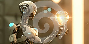 Robot, light bulb, Unreal Engine style, glimmers.