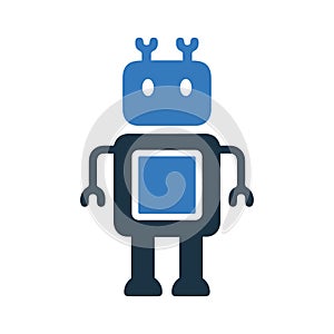 Robot, machine icon. Simple editable vector design isolated on a white background