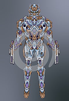 Robot mecha soldier body armor illustration