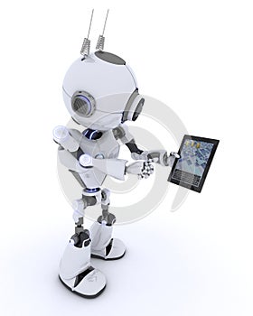 Robot with mobile tablet device