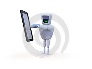 Robot with mobile tablet device