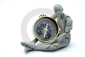 Robot model with compass. Image use for Direction of investment, business concept