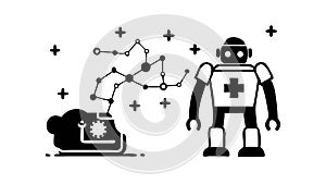 Robot Network. Artificial Intelligence and Connected Automation. vector design Generative AI
