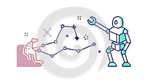 Robot Neural Network, AI Connectivity Icon, vector design Generative AI