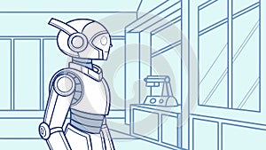 Robot Office Automation Futuristic Technology Workplace Vector, vector design Generative AI