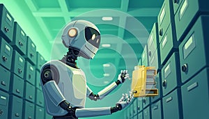 Robot Organizing Documents in Filing Cabinet