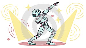Robot Performing on Stage, Dynamic Tech Entertainment, AI Showmanship, vector design Generative AI