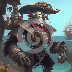 robot pirate illustration