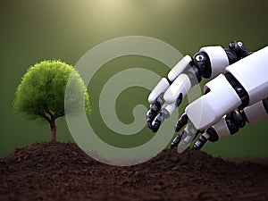 Robot planting saplings or baby tress