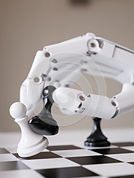 Robot Playing Chess 3d Illustration Artificial Intelligence Concept