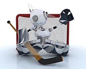 Robot playing ice hockey