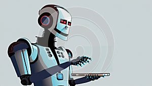 robot playing phone. AI Generated