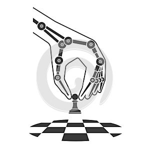 Robot plays chess. Artificial intelligence