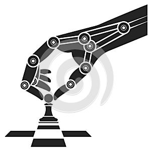 Robot plays chess. Icon artificial intelligence