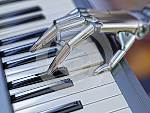 Robot Plays the Piano Artificial Intelligence Concept 3d Illustration