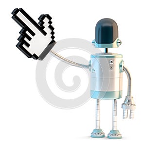 Robot with pointing finger. 3D illustration. Isolated